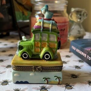 Colorful Ceramic Trinket Box with Car Design